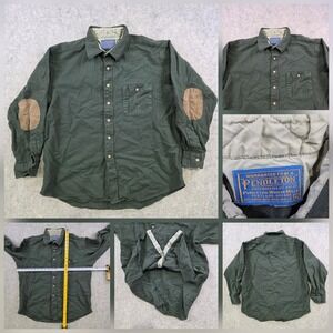 Vintage Pendleton Shirt Mens XL Green Wool Flannel Button Up Long Sleeve USA 90s